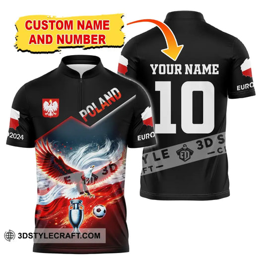 Unisex Shirt, Custom Name and Number Poland Football Polo Shirt, Euro 2024 Poland Football Hoodie Long Sleeve Shirt style option 3