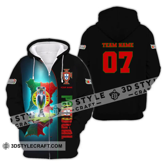 Unisex Shirt, Custom Name and Number Portugal Euro 2024 Football Shirt, Portugal Football Polo Long Sleeve style option 3