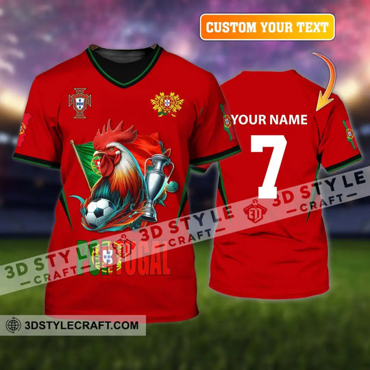 Unisex Shirt, Custom Name and Number Portugal Football Shirt, Euro 2024 Portugal Football Polo Long Sleeve Shirt style option 1