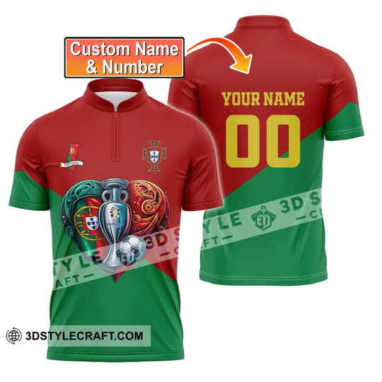 Unisex Shirt, Custom Name and Number Portugal Football Polo Shirt, Euro 2024 Portugal Football Hoodie Long Sleeve style option 2