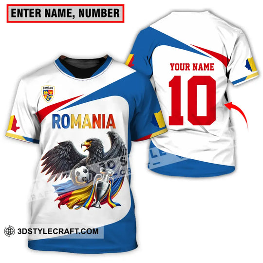 Unisex Shirt - Custom Name And Number Shirt, Romania Eagle National Team Euro 2024 Cup Ball style option 1