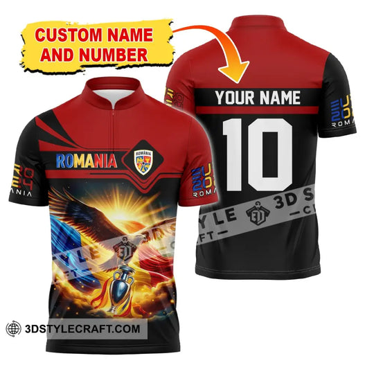 Unisex Shirt, Custom Name and Number Romania Football Polo Shirt, Euro 2024 Romania Football Hoodie Long Sleeve Shirt style option 2