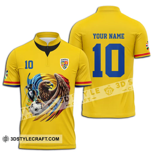 Unisex Shirt - Custom Name And Number Shirt, Romania National Team Euro 2024 Cup Ball style option 3