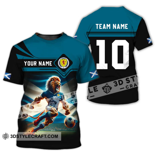 Unisex Shirt - Custom Name And Number, Scotland Lion Playing Ball Shirt style option 3