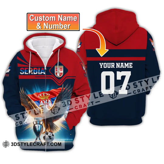 Unisex Shirt, Custom Name and Number Serbia Football Polo Shirt, Euro 2024 Serbia Football Hoodie Long Sleeve style option 2