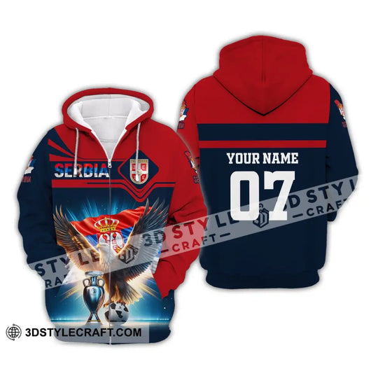 Unisex Shirt, Custom Name and Number Serbia Football Polo Shirt, Euro 2024 Serbia Football Hoodie Long Sleeve style option 4