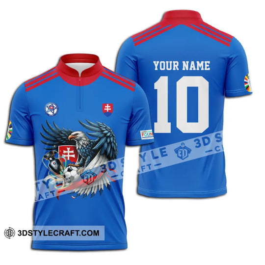 Unisex Shirt - Custom Name And Number Shirt, Slovakia National Team Blue Euro 2024 style option 3