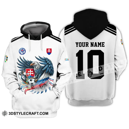 Unisex Shirt - Custom Name And Number Shirt, Slovakia National Team White Euro 2024 style option 4