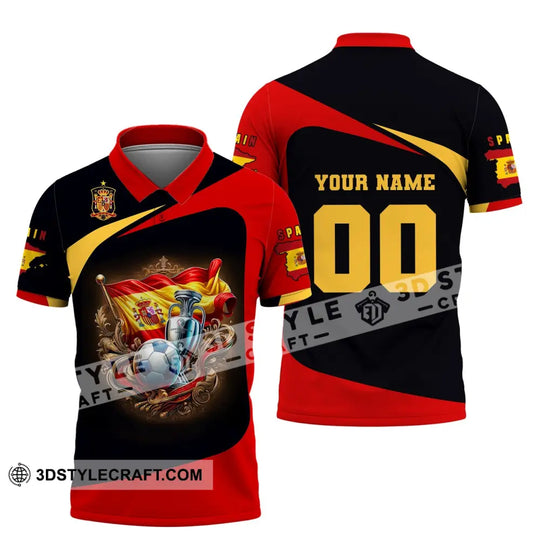 Unisex Shirt, Custom Name and Number Spain Football Shirt, Euro 2024 Shirt, Spain Football Polo Long Sleeve style option 4