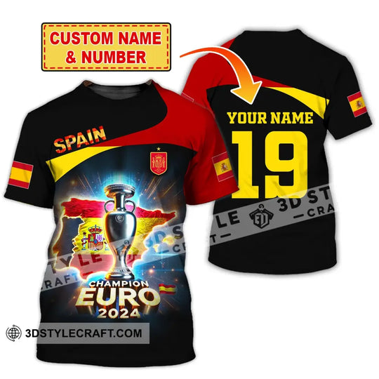 Unisex Shirt, Custom Name and Number Spain Football Shirt, Euro 2024 Shirt, Spain Football Polo Long Sleeve style option 1