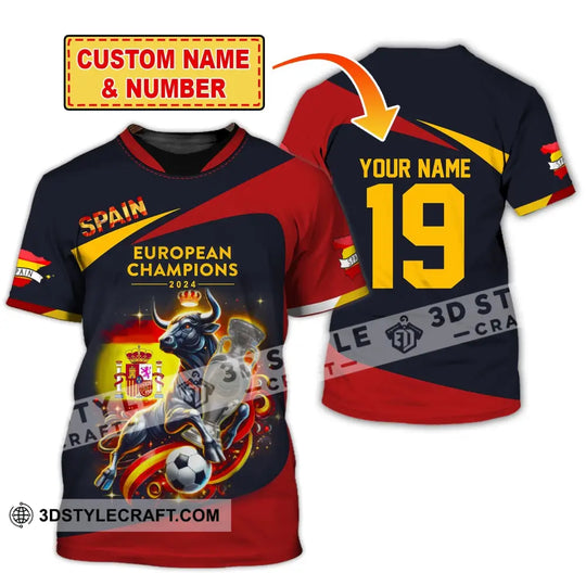 Unisex Shirt, Custom Name and Number Spain Football Shirt, Euro 2024 Shirt, Spain Football Polo Long Sleeve style option 1