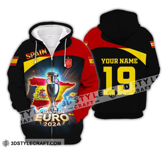 Unisex Shirt, Custom Name and Number Spain Football Shirt, Euro 2024 Shirt, Spain Football Polo Long Sleeve style option 2
