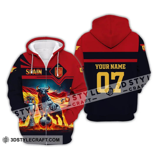Unisex Shirt, Custom Name and Number Spain Football Polo Shirt, Euro 2024 Spain Football Hoodie Long Sleeve style option 4