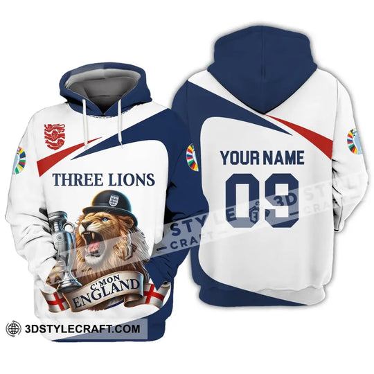 Unisex Shirt - Custom Name And Number Sport Shirt, C'Mon England Three Lions style option 2
