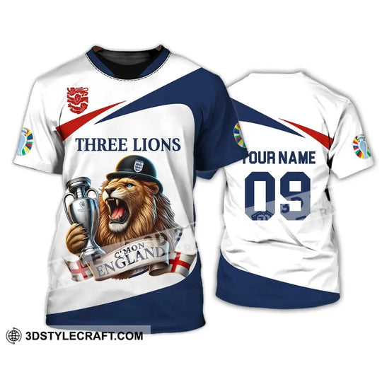 Unisex Shirt - Custom Name And Number Sport Shirt, C'Mon England Three Lions style option 4
