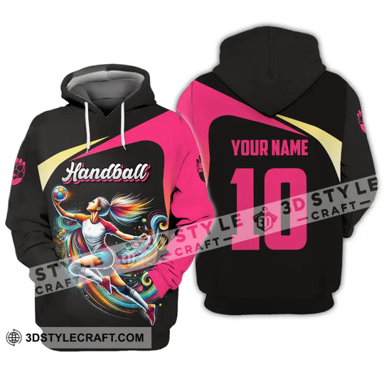 Unisex Shirt - Custom Name And Number Sport Shirt, Hot Pink Handball style option 3