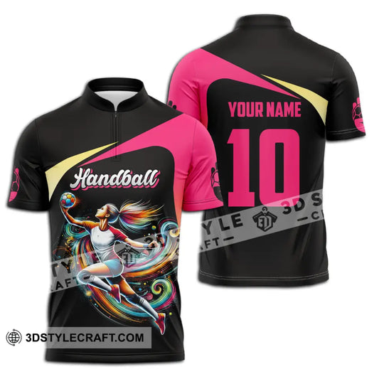 Unisex Shirt - Custom Name And Number Sport Shirt, Hot Pink Handball style option 2