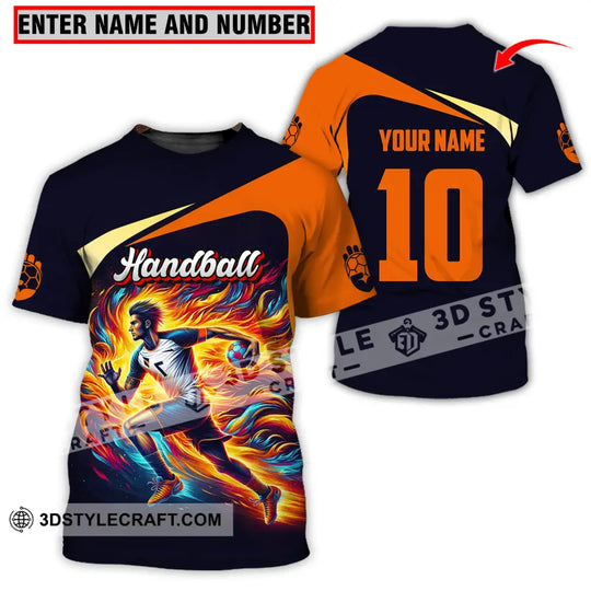 Unisex Shirt - Custom Name And Number Sport Shirt, Orange Handball style option 1