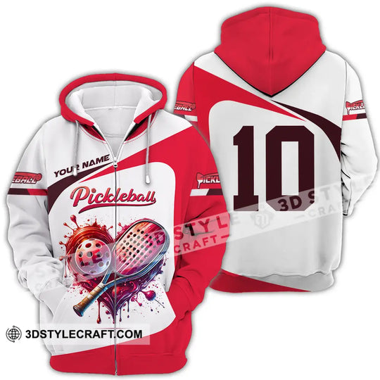 Unisex Shirt - Custom Name And Number Sport Shirt, Pickleball Red And White style option 4