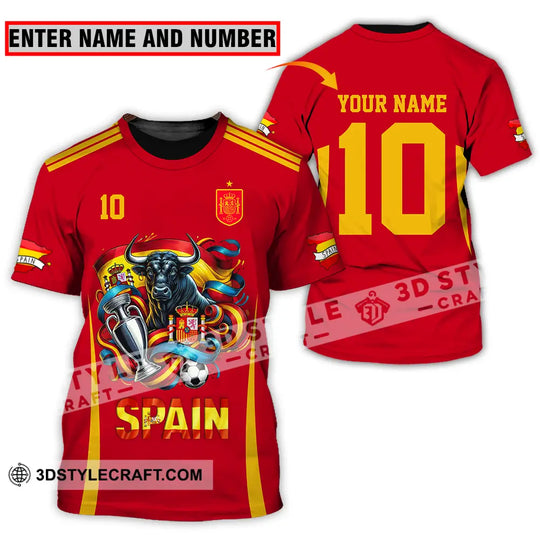 Unisex Shirt - Custom Name And Number Sport Shirt, Spain Is The Winner style option 1