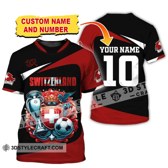Unisex Shirt, Custom Name and Number Switzerland Football Shirt, Switzerland Football Polo Long Sleeve style option 2