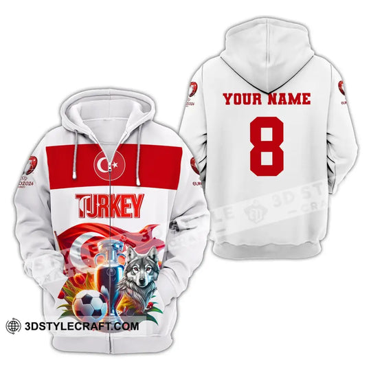 Unisex Shirt, Custom Name and Number Turkey Football Polo Shirt, Euro 2024 Turkey Football Hoodie Long Sleeve Shirt style option 3