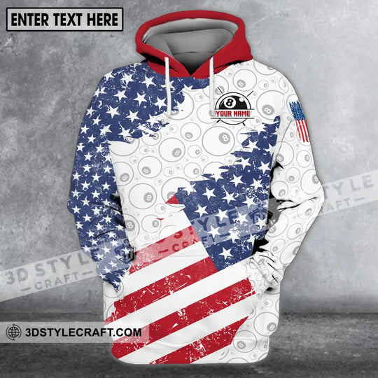 Unisex Shirt - Custom Name And Team Name Shirt, America Flag Billiard Balls Shirt style option 3