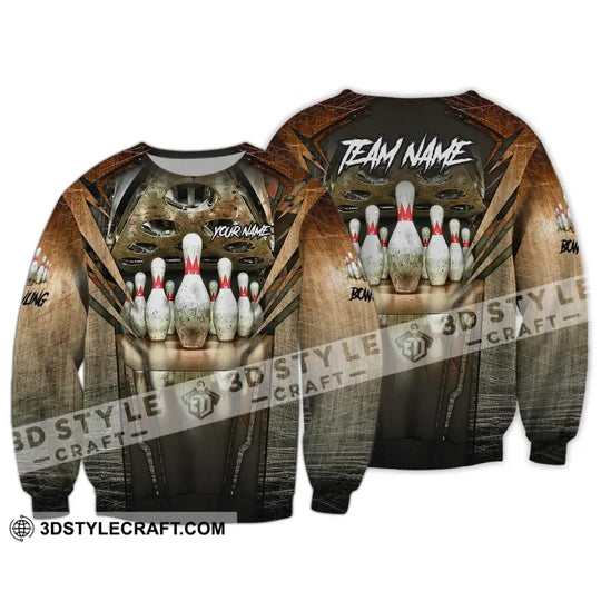 Unisex Shirt - Custom Name And Team Name Shirt, Antique Bowling Ball And Pins style option 4