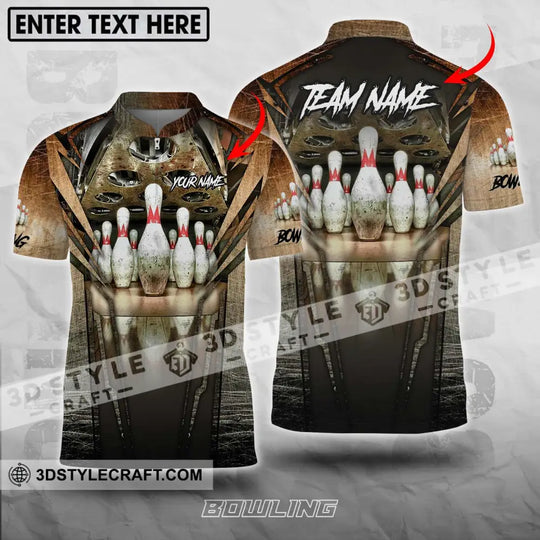 Unisex Shirt - Custom Name And Team Name Shirt, Antique Bowling Ball And Pins style option 1