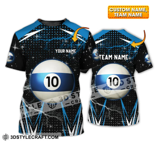 Unisex Shirt - Custom Name And Team Name Shirt - Billiard Ball Number 10 style option 1