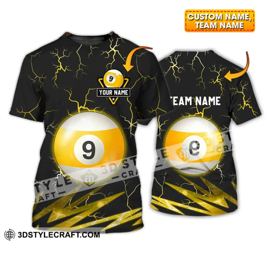 Unisex Shirt - Custom Name And Team Name Shirt - Billiard Ball Number 9 style option 1