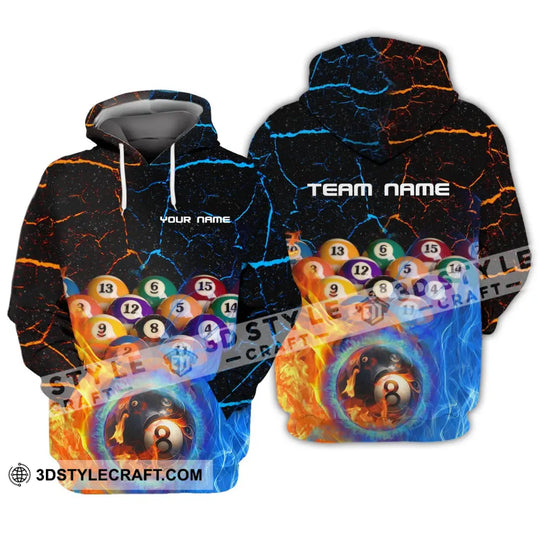 Unisex Shirt - Custom Name And Team Name Shirt -Billiard Balls Fire And Water style option 3