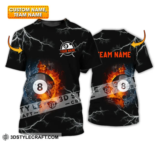 Unisex Shirt - Custom Name And Team Name Shirt - Billiard Fire And Water style option 1