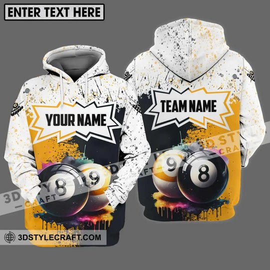 Unisex Shirt - Custom Name And Team Name Billiard Shirt, Gold Black And White Billiard Shirt style option 3