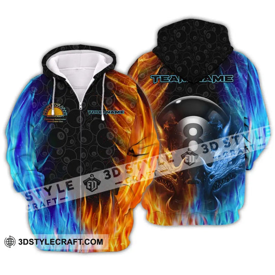 Unisex Shirt - Custom Name And Team Name Billiard Shirt, Ice Fire Billiard style option 2