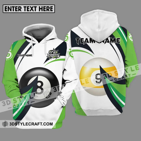 Unisex Shirt - Custom Name And Team Name Billiards Shirt, Green Wave style option 3