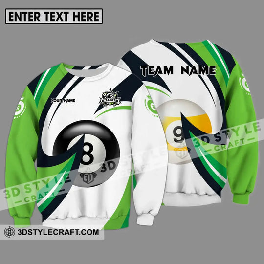 Unisex Shirt - Custom Name And Team Name Billiards Shirt, Green Wave style option 4