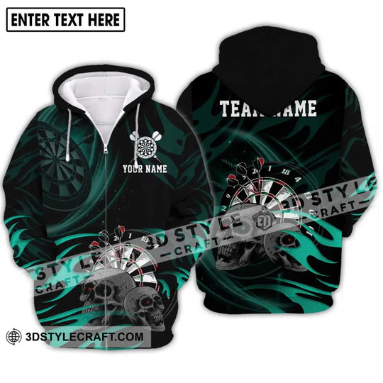 Unisex Shirt - Custom Name And Team Name Shirt, Black Green Color Darts Lover Shirt style option 2