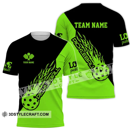 Unisex Shirt - Custom Name And Team Name Shirt, Black And Green Pickleball style option 2