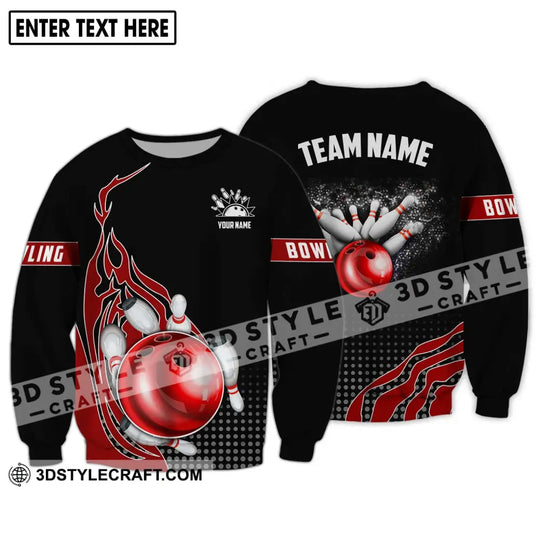 Unisex Shirt - Custom Name And Team Name Shirt, Black Red Bowling Lover Shirt style option 4
