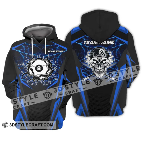 Unisex Shirt - Custom Name And Team Name Shirt, Blue Skull Billiard Ball style option 3