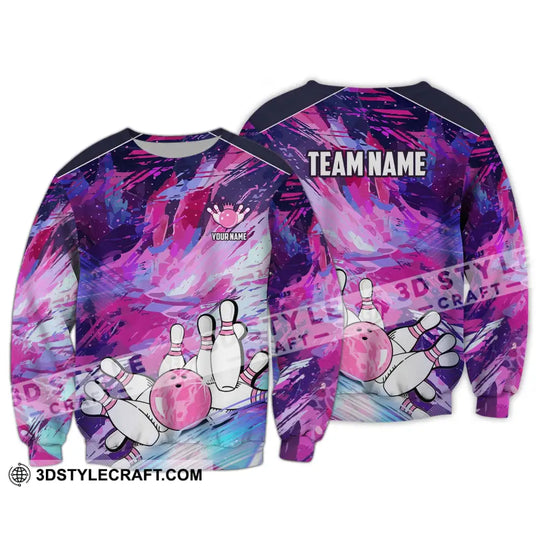 Unisex Shirt - Custom Name And Team Name Shirt, Bowling Colorful Line Shirt style option 4