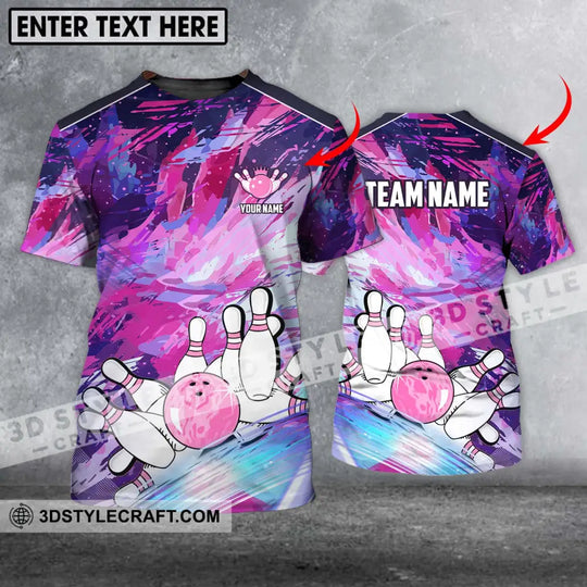Unisex Shirt - Custom Name And Team Name Shirt, Bowling Colorful Line Shirt style option 1