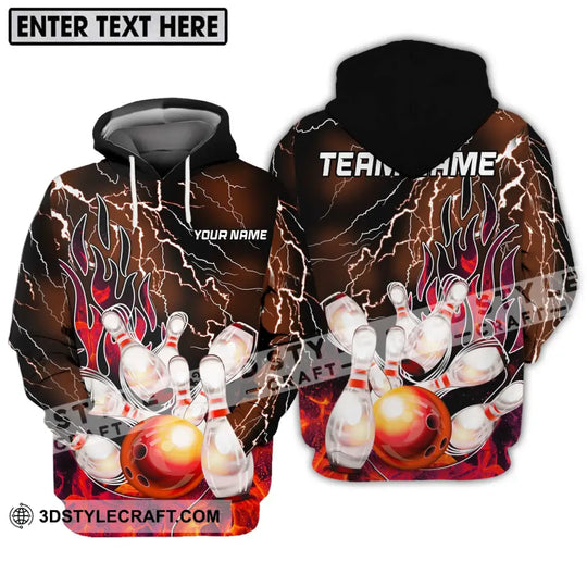 Unisex Shirt - Custom Name And Team Name Shirt, Bowling Fire Ball And Pins Shirt style option 3
