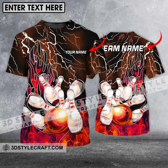 Unisex Shirt - Custom Name And Team Name Shirt, Bowling Fire Ball And Pins Shirt style option 1