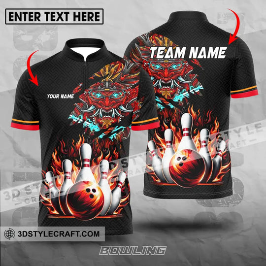 Unisex Shirt - Custom Name And Team Name Bowling Shirt, Fire Dragon Head style option 1