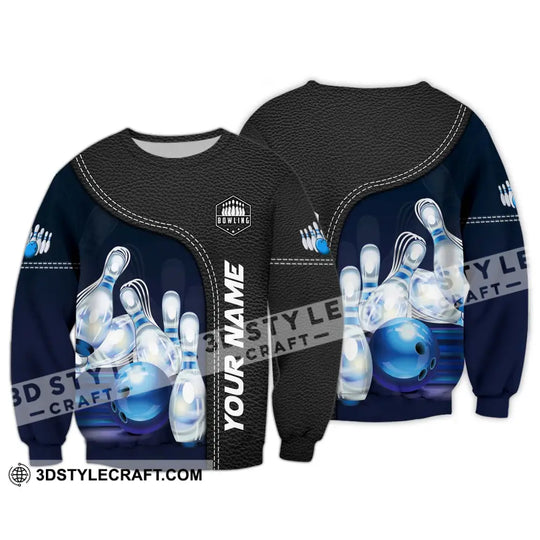 Unisex Shirt - Custom Name And Team Name Bowling Shirt, Ice Pins Blue Ball style option 4