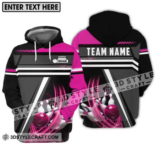 Unisex Shirt - Custom Name And Team Name Bowling Lover Shirt, Pink Gray style option 3
