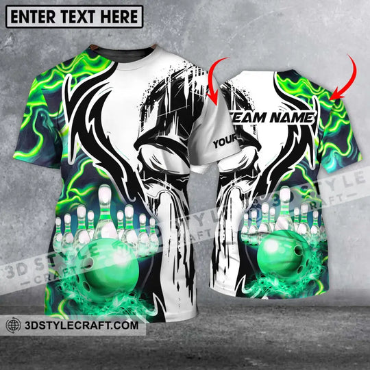 Unisex Shirt - Custom Name And Team Name Shirt, Bowling Neon Line Color Shirt style option 1