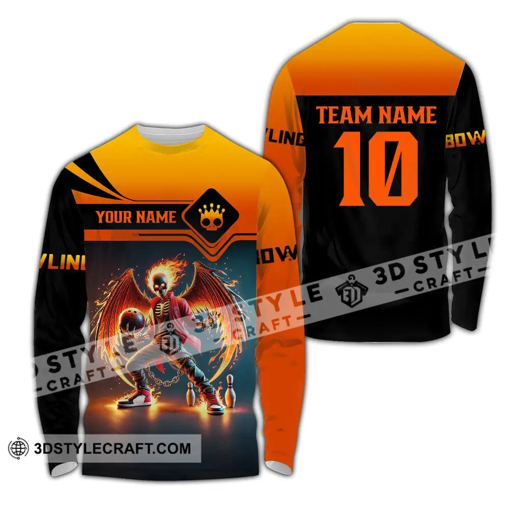Unisex Shirt Custom Name And Team Bowling Polo Long Sleeve Love T-Shirt / S T-Shirt